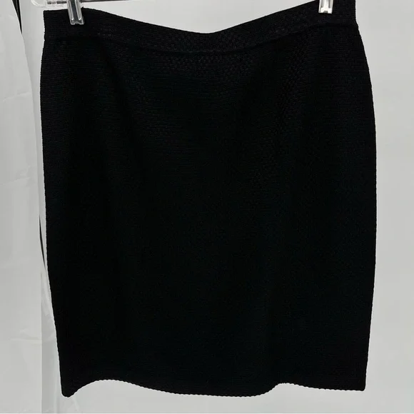 St. John Collection Santana Knit Blazer Suit Set Size 14 Black Gold Buttons - Picture 9 of 11